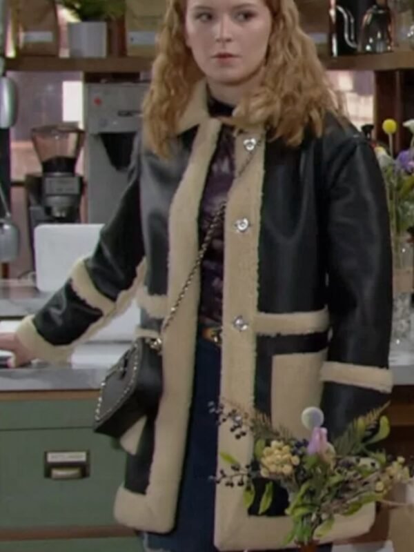 The Young And The Restless Jordan Black Leather Shearling Fur Coat