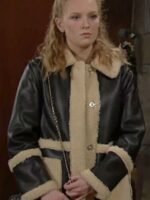 The Young And The Restless Jordan Black Leather Shearling Fur Coat