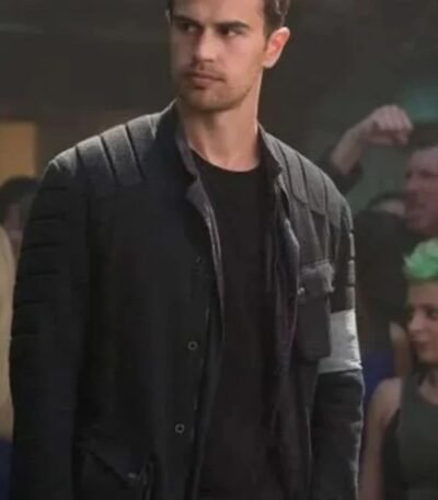 Theo James Divergent Black Leather Jacket