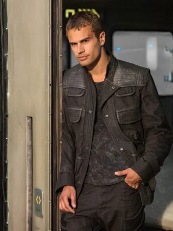 Theo James Divergent Flap Pockets Black Jacket