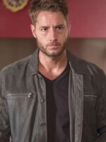 This Is Us Justin Hartley Shirt Style Collar Black Leather Jacket