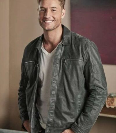This Is Us Justin Hartley Shirt Style Collar Black Leather Jacket
