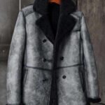 Thomas Black Grey Double Breasted Shearling Coat