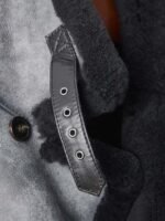 Thomas Black Grey Double Breasted Shearling Coat