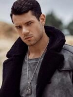 Thomas Black Grey Double Breasted Shearling Coat