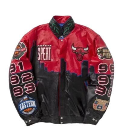 Three Peat Jeff Chicago Bulls Leather Jacket