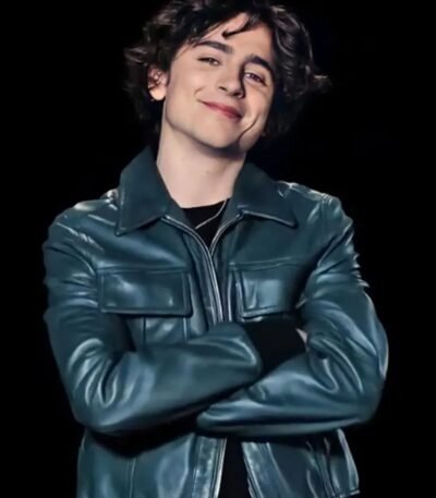 Timothée Chalamet Green Leather Bomber