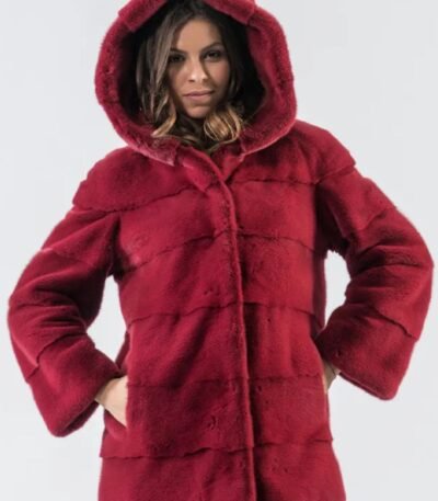 Tiya Mink Fur Maroon Coat