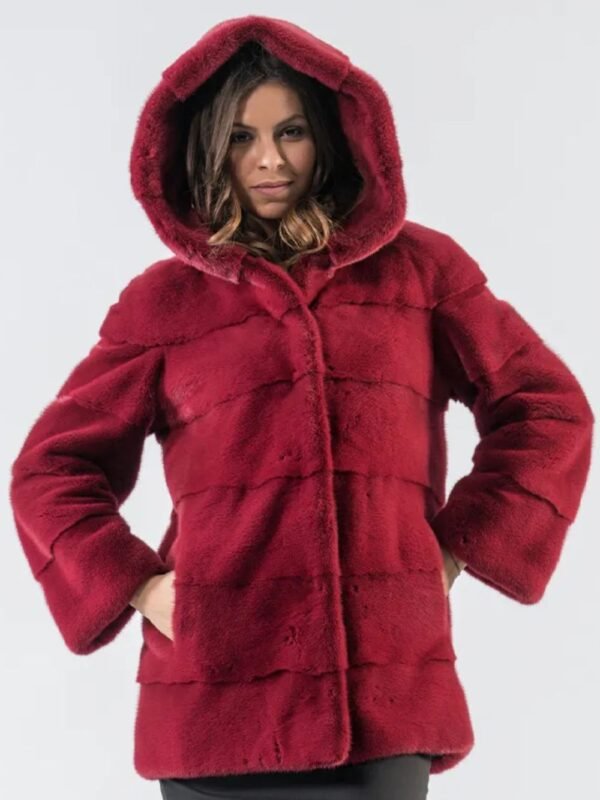 Tiya Mink Fur Maroon Coat