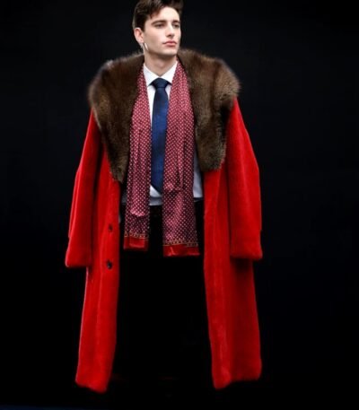 Todrick Mink Fur Red Long Coat