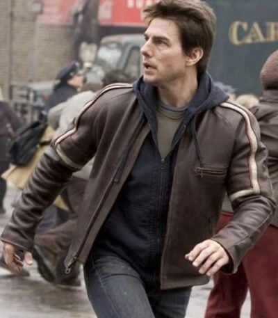 Tom Cruise War of The Worlds Brown Biker Leather Jacket