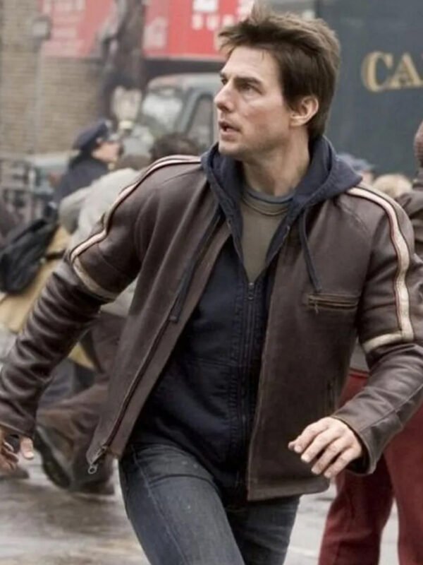 Tom Cruise War of The Worlds Brown Biker Leather Jacket