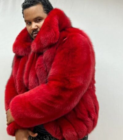 Tomer Mink Fur Luxurious Red Coat