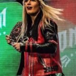 Toni Storm Red and Black Studded Leather Jacket