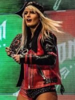 Toni Storm Red and Black Studded Leather Jacket