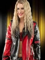 Toni Storm Red and Black Studded Leather Jacket
