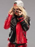 Toni Storm Red and Black Studded Leather Jacket