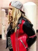 Toni Storm Red and Black Studded Leather Jacket