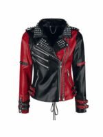 Toni Storm Red and Black Studded Leather Jacket