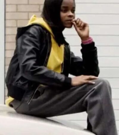 Top Boy Chantelle Bomber Black Leather Jacket