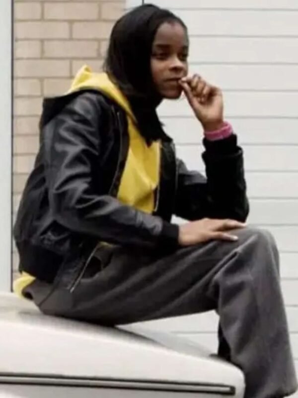 Top Boy Chantelle Bomber Black Leather Jacket