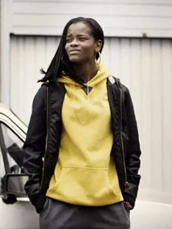 Top Boy Chantelle Bomber Black Leather Jacket