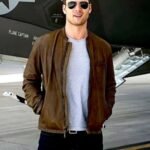 Top Gun 2 Maverick Glen Powell Brown Cafe Racer Leather Jacket