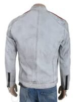Top Gun Aircraft Dept Sea Bees Distressed White Leather Jacket