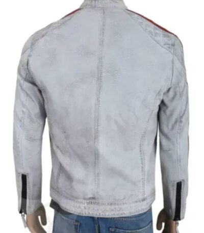 Top Gun Aircraft Dept Sea Bees Distressed White Leather Jacket