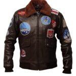 Top Gun B3 Bomber Flight Pilot Brown Shearling Fur Jacket
