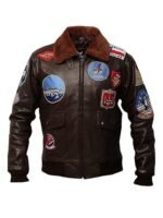 Top Gun B3 Bomber Flight Pilot Brown Shearling Fur Jacket