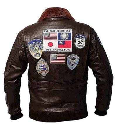 Top Gun B3 Bomber Flight Pilot Brown Shearling Fur Jacket