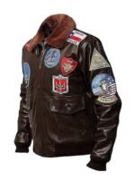 Top Gun B3 Bomber Flight Pilot Brown Shearling Fur Jacket