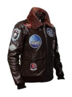 Top Gun B3 Bomber Flight Pilot Brown Shearling Fur Jacket