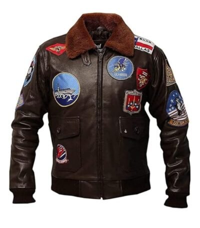 Top Gun B3 Bomber Flight Pilot Brown Shearling Fur Jacket
