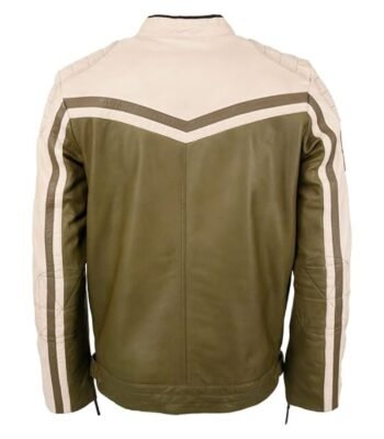 Top Gun Biker Olive Green Cafe Racer Leather Jacket