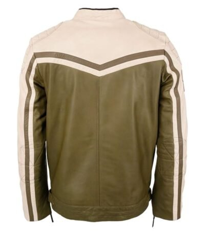 Top Gun Biker Olive Green Cafe Racer Leather Jacket