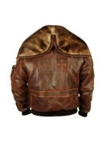 Top Gun Cap Aviator Brown Leather Jacket With Fur Hood