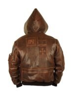 Top Gun Cap Aviator Brown Leather Jacket With Fur Hood
