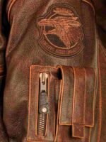 Top Gun Cap Aviator Brown Leather Jacket With Fur Hood