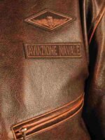 Top Gun Cap Aviator Brown Leather Jacket With Fur Hood