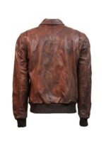 Top Gun Flying Tigers Brown Zip Up Leather Bomber Jacket