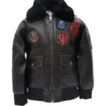 Top Gun G-1 Black Leather Aviator Bomber Sherpa Jacket