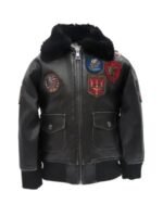 Top Gun G-1 Black Leather Aviator Bomber Sherpa Jacket