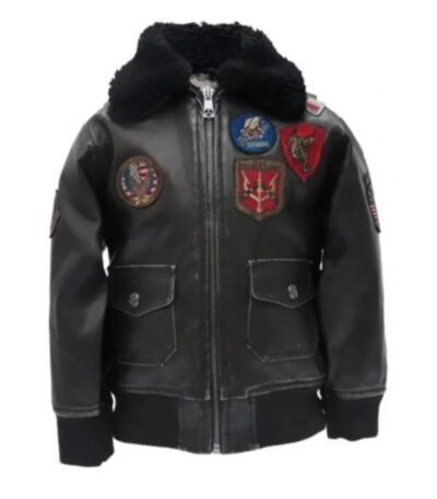 Top Gun G-1 Black Leather Aviator Bomber Sherpa Jacket