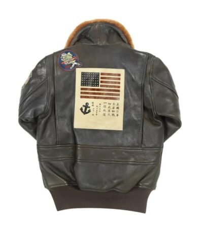 Top Gun G-1 Brown Bomber Flight Pilot Sherpa Leather Jacket