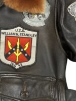 Top Gun G-1 Brown Bomber Flight Pilot Sherpa Leather Jacket