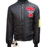 Top Gun MA-1 Tomcat Zip Up Black Parachute Bomber Jacket