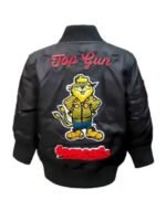 Top Gun MA-1 Tomcat Zip Up Black Parachute Bomber Jacket