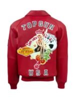 Top Gun USA Lady Lucky Red Bomber Zip Up Jacket